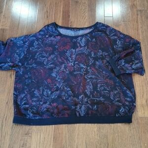 LOVE & Legend Red Floral Print Sheer Top Plus 20